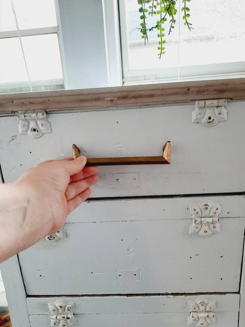 1 Retro Vintage MCM Drawer Pull Brass Gold Mid Century Etsy