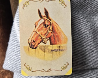 Vintage Horse Head Illustration Card | Equestrian Horseshoe Border Collectible | Blank Back Ephemera