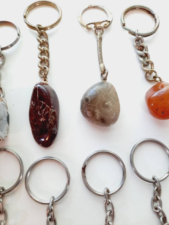 1 Vintage Real Stone Keychain - Agate Geode Cryst… - image 6