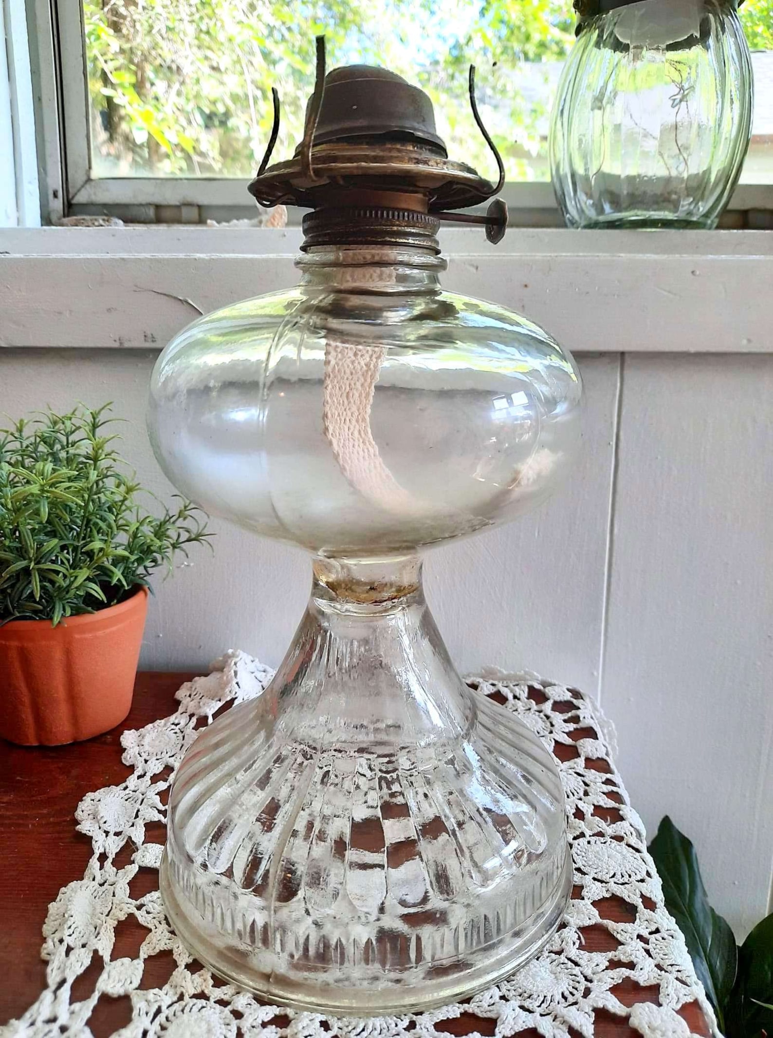 Vintage Kerosene Oil Lamp Antique Eagle Clear Glass Light New | Etsy