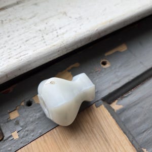 DISCOUNTED SALE 1 white milk glass knob pull, Vintage drawer handle milkglass Farmhouse kitchen bath hardware 1.5" , small knick defect