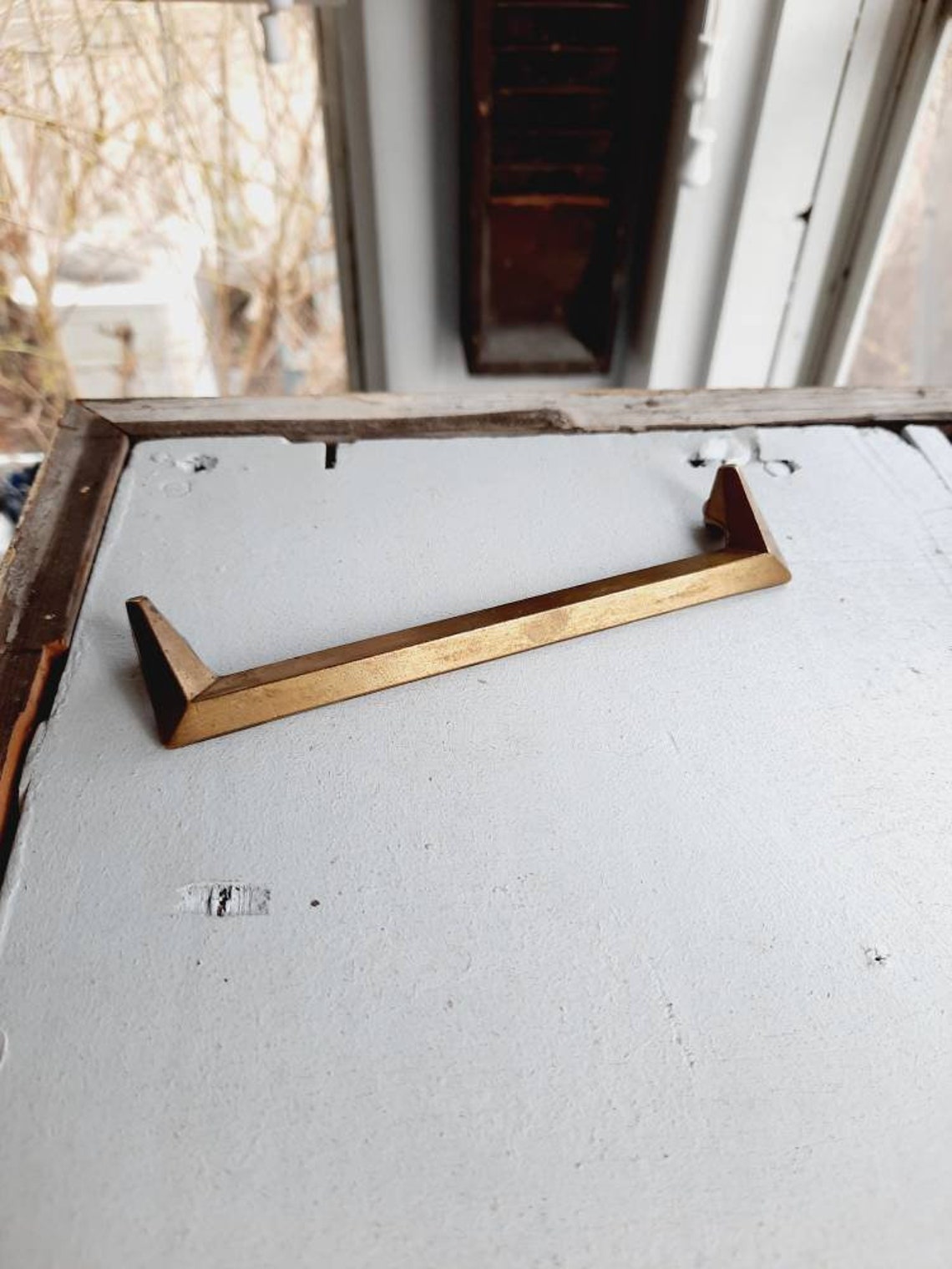 1 Retro Vintage MCM Drawer Pull Brass Gold Mid Century Etsy