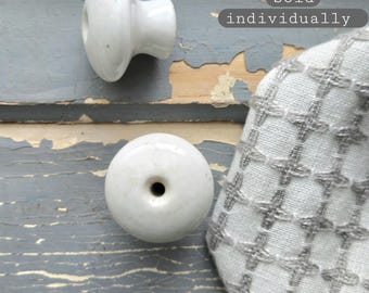 1 Vintage Cream White Porcelain Mushroom Drawer Knob - Ceramic Cabinet Pull 1.5" - Antique Farmhouse Hardware
