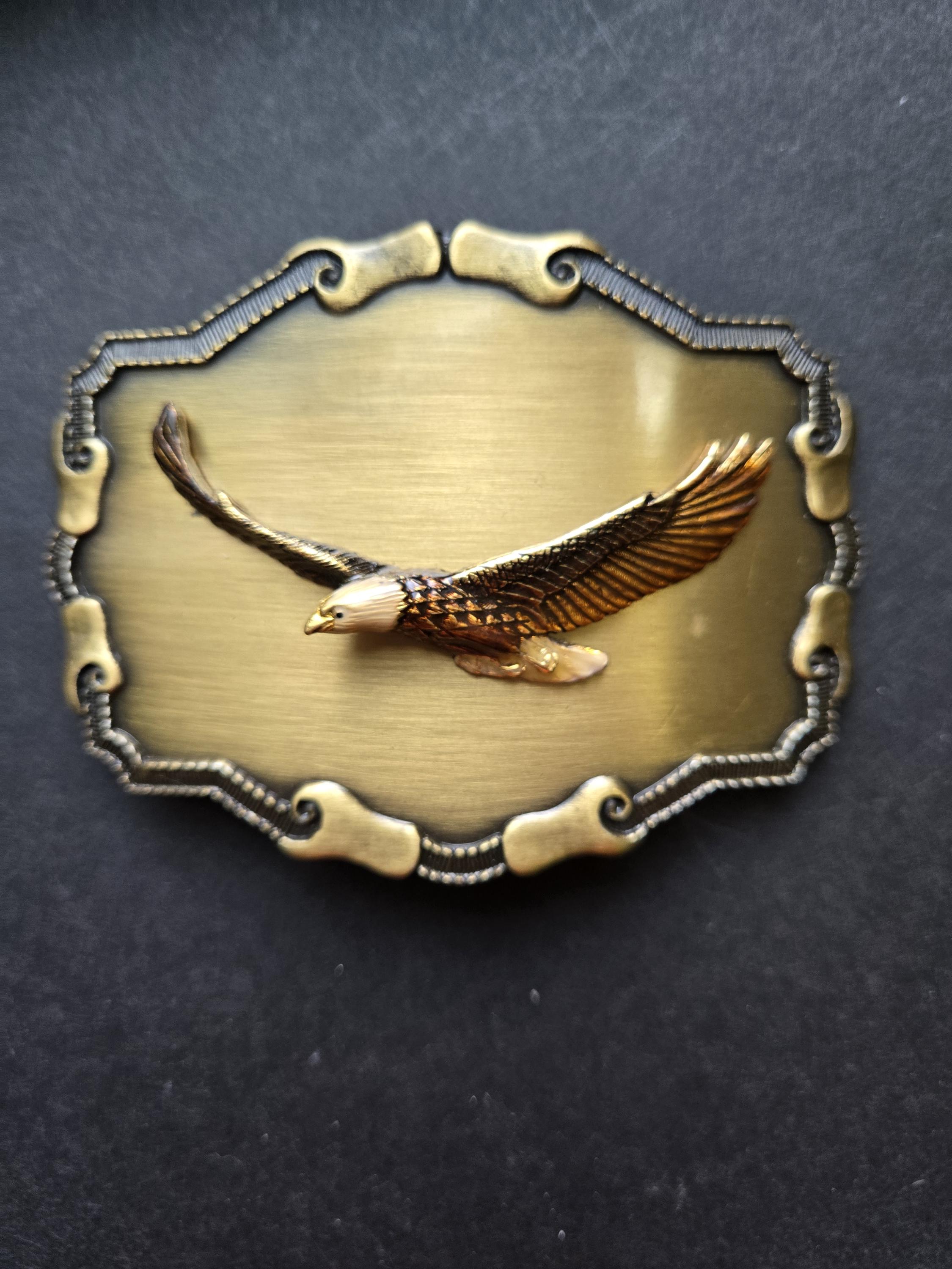 Vintage 1977 1978 Raintree Eagle Belt Buckle Large Brass 