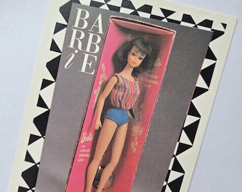 VINTAGE Barbie Card Print, Rare 1965 #1 American Girl Dutch Boy Hairstyle Doll Picture - 60s Mattel Nostalgia Wall Art Decor