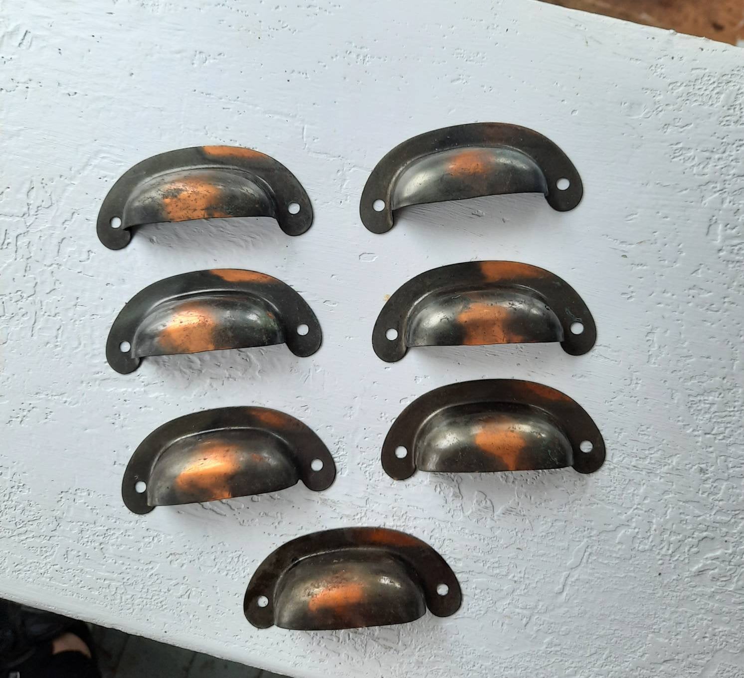 VINTAGE COPPER Drawer Pull distressed oxidized metal Mid Etsy