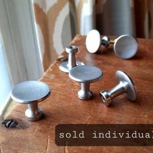 1 vintage metal drawer pull knob Silver, small round 1 inch, for cubby, cabinet hardware, desk, with screw