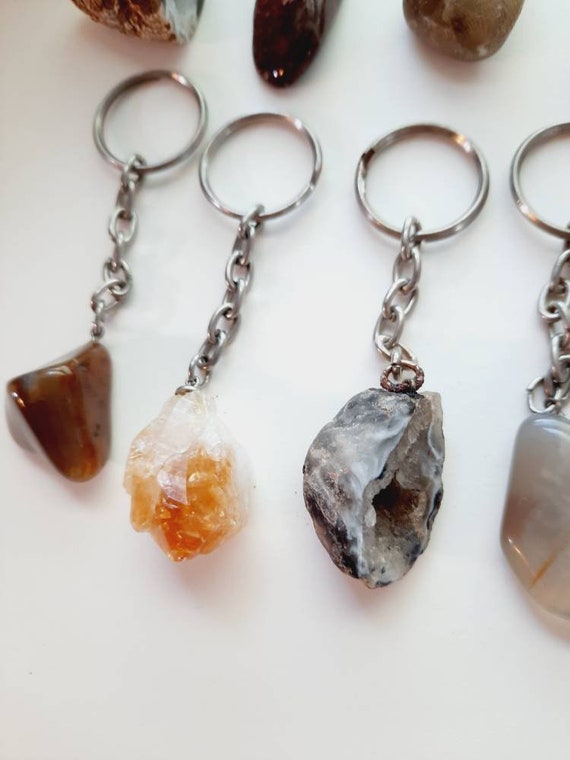 1 Vintage Real Stone Keychain - Agate Geode Cryst… - image 7