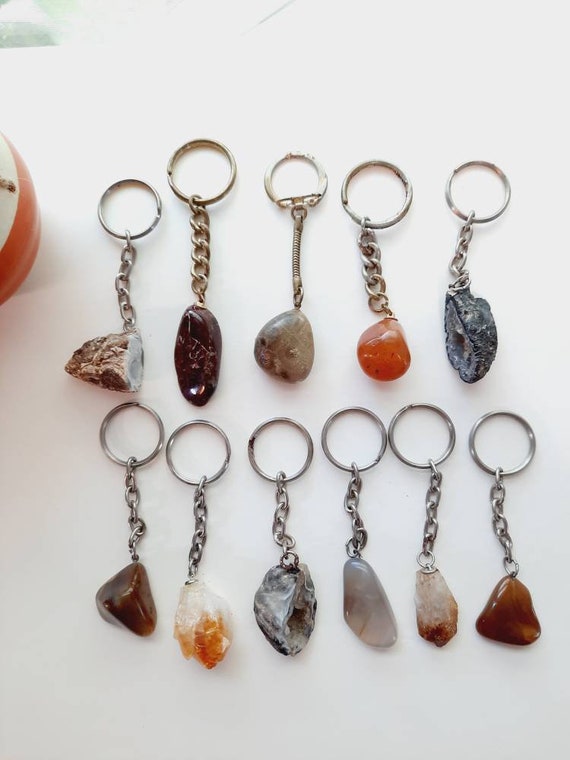 1 Vintage Real Stone Keychain - Agate Geode Cryst… - image 9