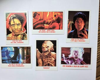 1 Funny Horror Movie Topps Trading Card Vintage 1970s-80s Ghostbusters, Nightmare Elm, Fright Night, Vengeance Demon, Alien