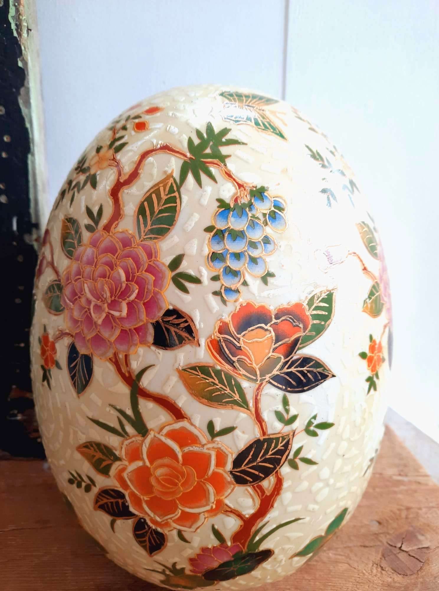 Oversized 10 Large Ceramic Egg Vintage Chinese Floral Etsy
