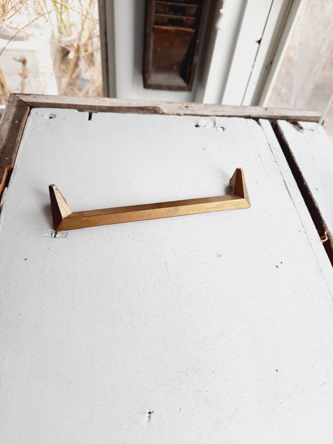 1 Retro Vintage MCM Drawer Pull Brass Gold Mid Century Etsy