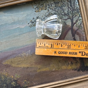 1 Vintage Clear Glass Knob drawer Pull, small 1.5 inch, clear faux crystal hardware for shabby chic dresser cabinet, hole center 1 1/2&quot;