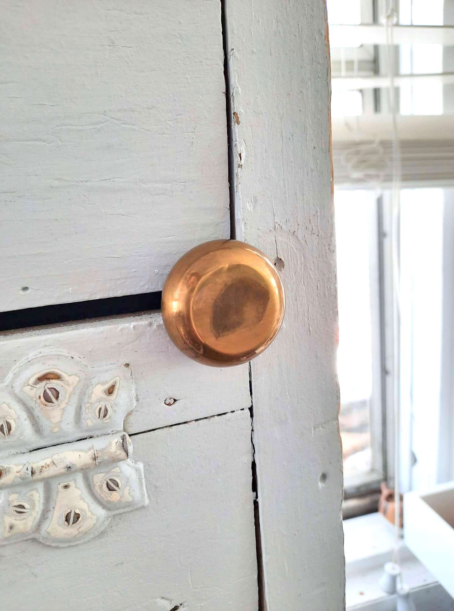 80s Vintage Furniture Cap Brass Gold Thick Round Knob for Etsy