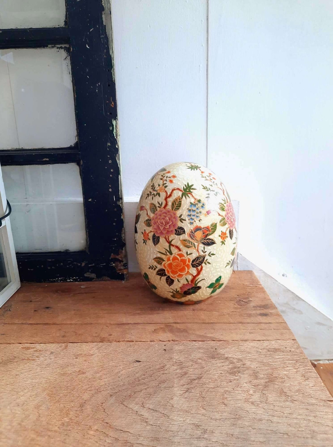 Oversized 10 Large Ceramic Egg Vintage Chinese Floral Etsy