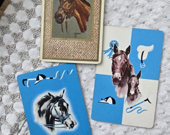 Lote de cartas de juego vintage con temática ecuestre – Artículos ecuestres de colección de segunda mano: yegua y potro, Blue Designs, retratos de JL Lucas para marcos pequeños.