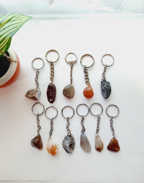 1 Vintage Real Stone Keychain - Agate Geode Cryst… - image 8