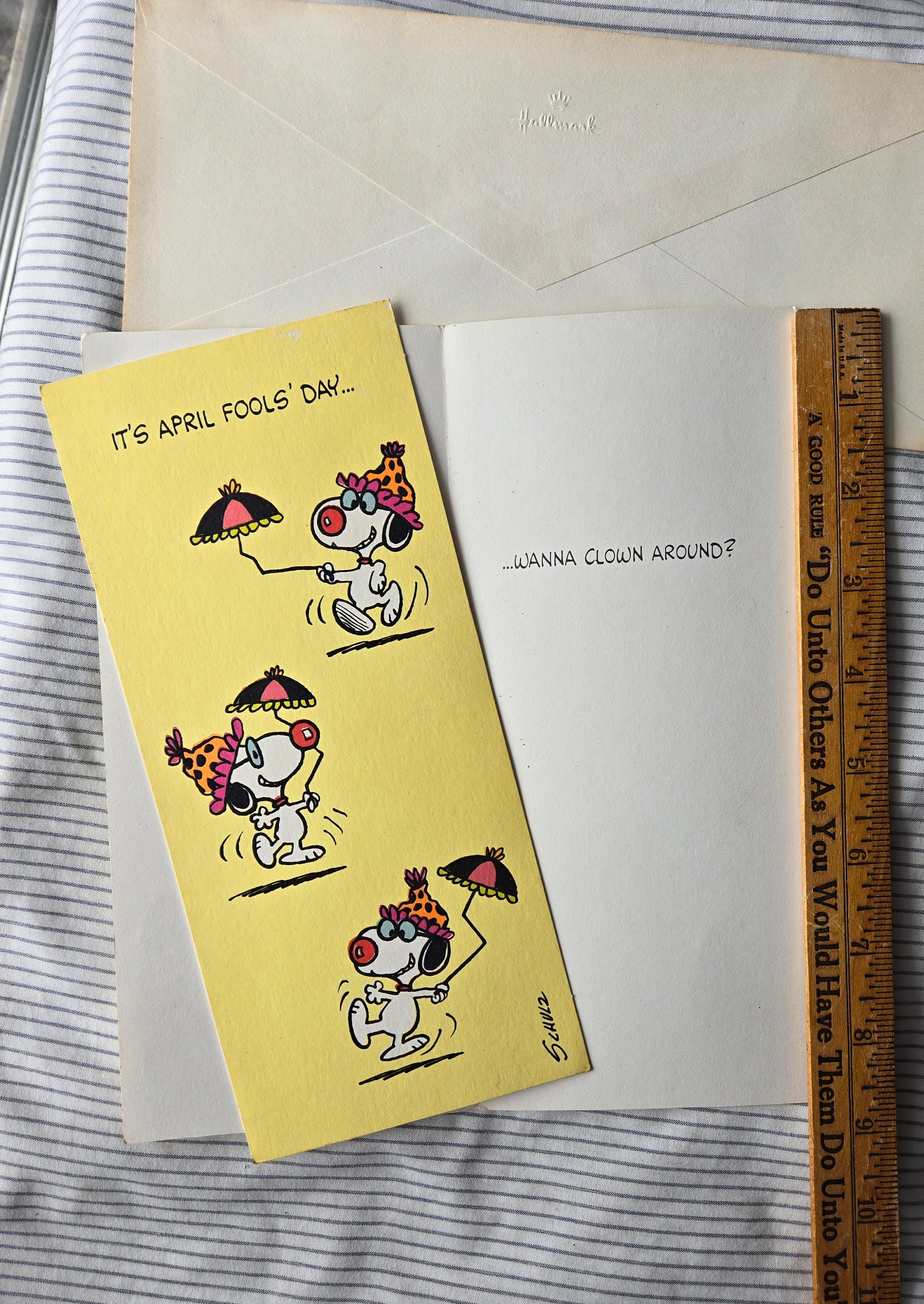 Vintage Peanuts Snoopy Card, Retro Charles Schulz, APRIL FOOLS DAY