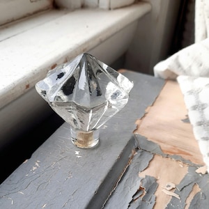 Antique Door Knob Clear Glass, victorian hardware faux diamond crystal faceted