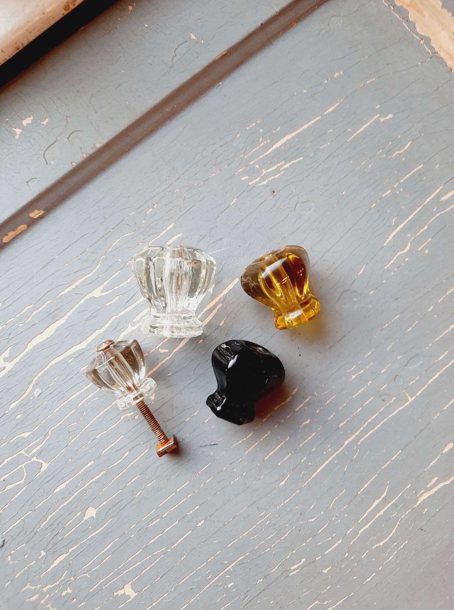 Vintage alte GlasKnöpfe für Schrank zieht klar schwarz gelb | Etsy