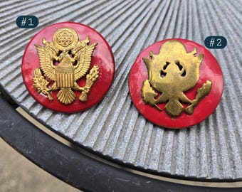 Botones antiguos del Ejército de EE. UU. con el Gran Sello del Águila – Insignia militar roja y dorada con cierre de rosca (se venden por separado)