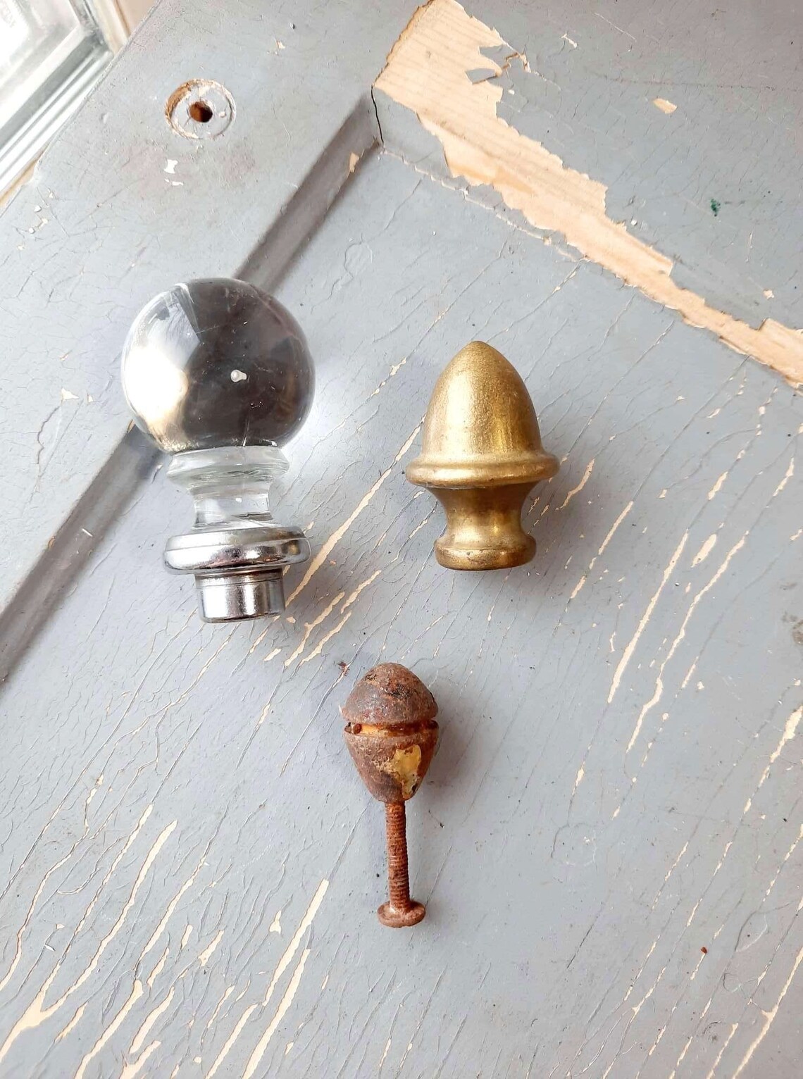 Lot of 3 small Finial Pieces for Craft or Repurpose Art Glass Etsy