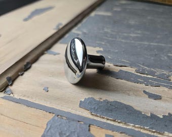Vintage 1 shiny Chrome Drawer Knob – Mid-Century Modern Cabinet 1" Pull | Retro Hardware Replacement, small Round MCM hardware minimalist