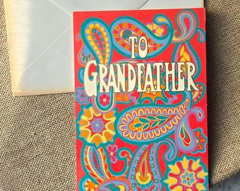 Tarjeta retro vintage para abuelo para un feliz día del padre, con estampado paisley elegante, abuelo, abuelo, abuelo