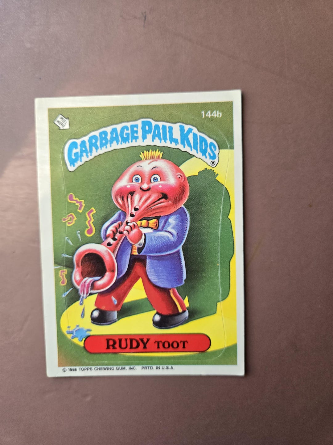 Vintage 1986 Garbage Pail Kids Card, Rudy Toot #144b, 80s