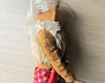 Vintage 60s barbie vest jacket, Retro hippie clothing, 1960s clothes, faux Fur fabric Coat, boho