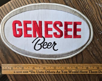 1 vintage large Beer patch 8&quot; Genesee Brewing Company advertisement, Brewery Advertising, Rochester NY, embroidered uniform logo breweriana