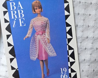 Vintage 1960s Barbie Collector Card, 1966 Garden Wedding Mattel Pink Lace Dress, Picture for frame, scrapbook junk journal