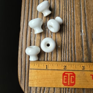 Vintage 3/4" Cream White Ceramic Donut Knobs - Miniature Drawer Pulls for Cubby Small Cabinet - Jewelry Box - Sold Individually