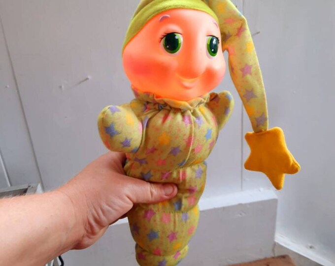 80s Vintage Toy Gloworm Light up Doll Glow Worm, Retro Kids Stuffed