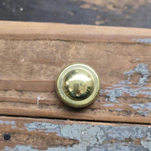 1 3/8" vintage soft light gold round knob, cabinet hardware, distressed metal pull handle with rounded bump center, 1.375, 001287 US