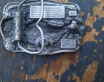 1983 Vintage U.S. American Lawman Belt Buckle by Siskiyou Buckle