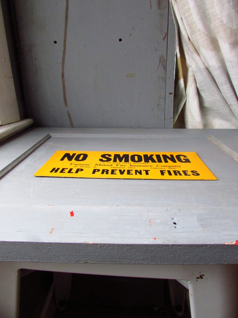 Vintage No Smoking Sign Help Prevent Fires Fire Safety Etsy