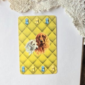 1 Vintage old fashioned dogs trading playing card, small print picture for old ephemera scrapbook journal, 50s cocker Spaniel, terrier