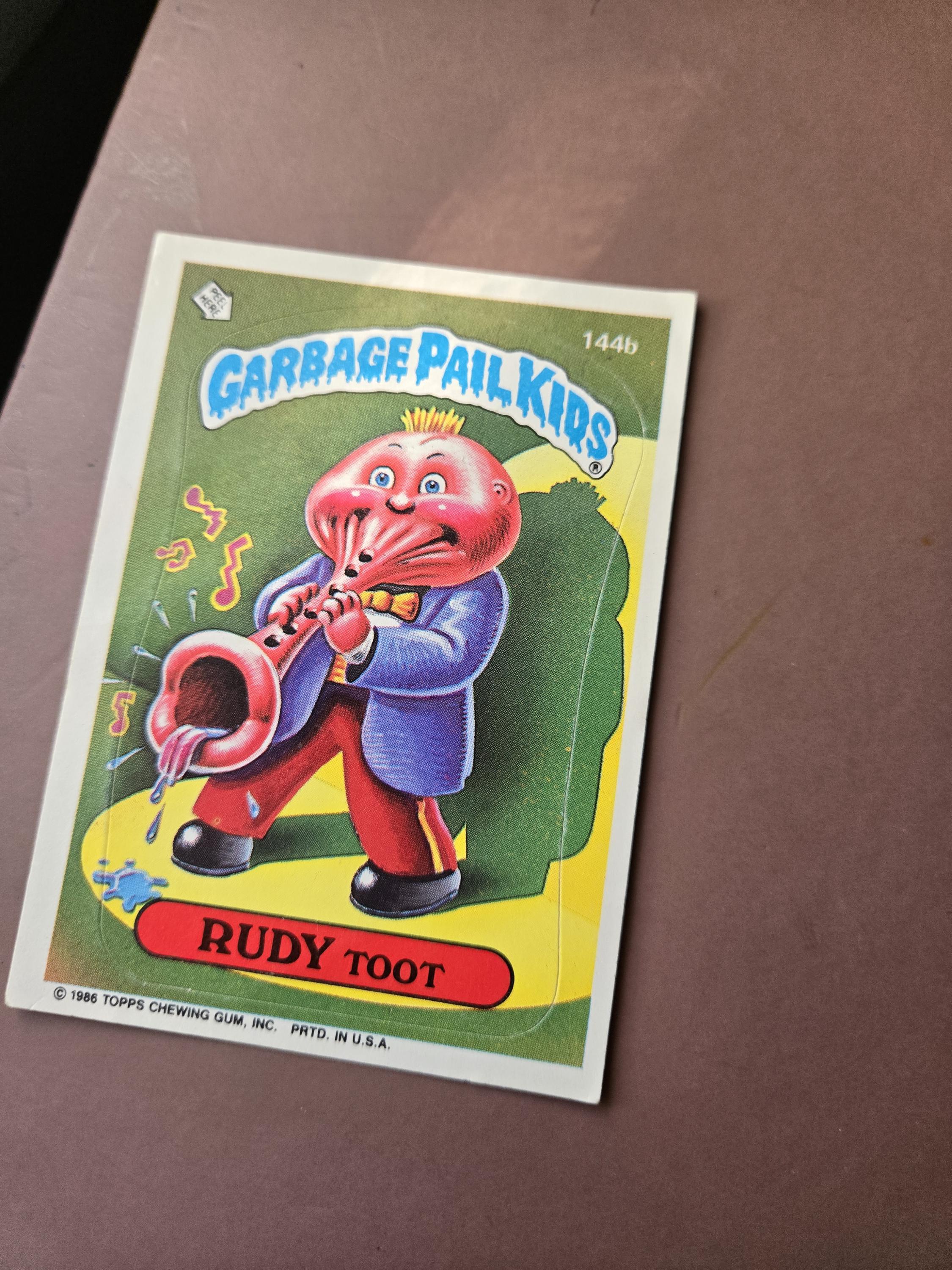 Vintage 1986 Garbage Pail Kids Card, Rudy Toot #144b, 80s