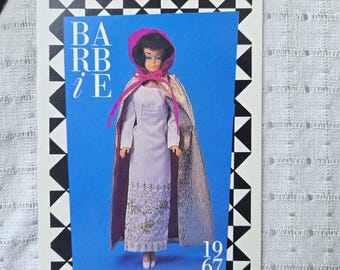 Vintage Picture Card 1967 Barbie Collectible - Formal Occasion Gold Hood Cape Outfit - 60s Mattel Fashion Facts Card #74, Nostalgia