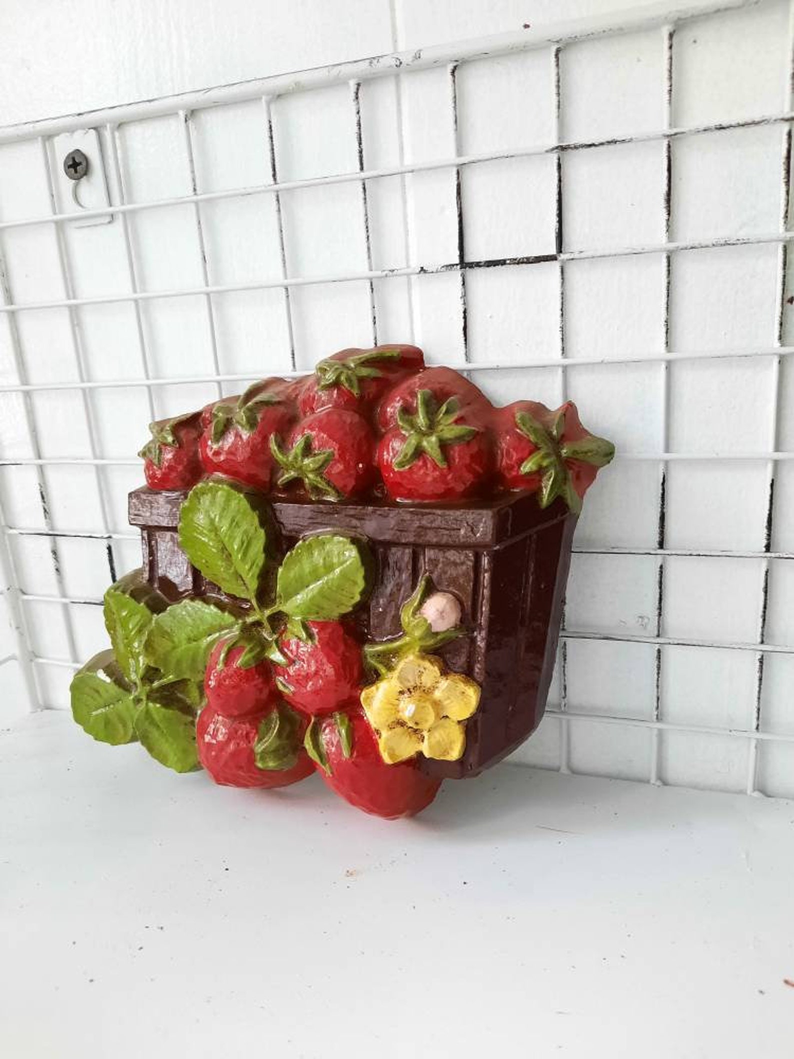 Vintage 70s strawberry wall Plaque decor for retro kitchen Etsy