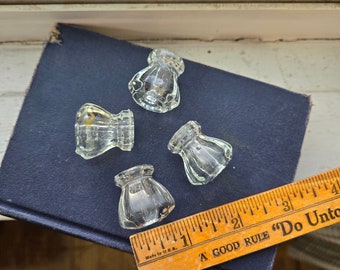 1 Vintage small knob clear glass drawer pull with hole center, shabby chic hardware for dresser,  3/4" wide, .75" tall, 1, 2, 3, 4.