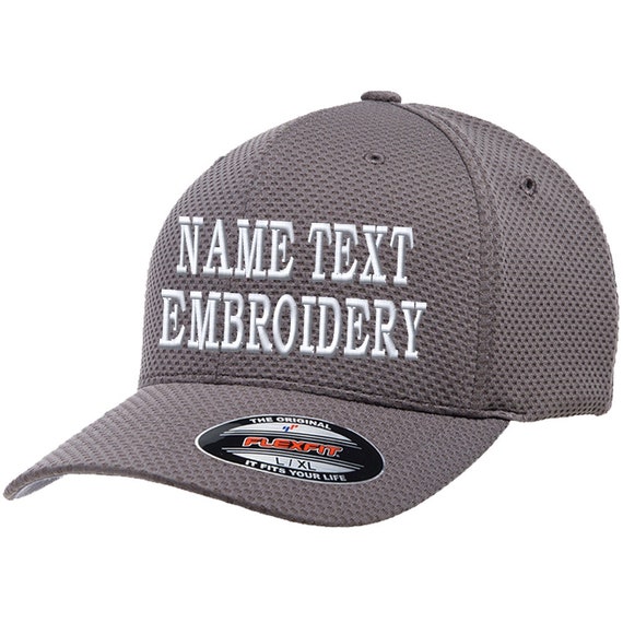 Personalized Grey COOL Mesh Embroidered DRY Bill YP6584 Flexfit Etsy HEXAGON 3D & - Hat Size Curve Custom Text Cap Baseball Embroidery Dark Name