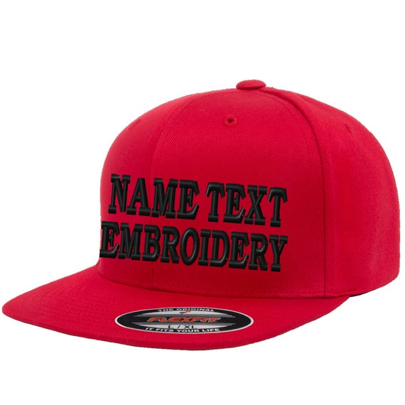 Name YP6297 Red Custom Etsy Cap Baseball Bill Size - Field Hat Pro on Embroidery Fitted Flexfit Text Personalized Embroidered Flat