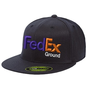 Custom Embroidery FedEx Ground Fitted Hat Embroidered with Flexfit 210 Structured Baseball Size Cap Uniform