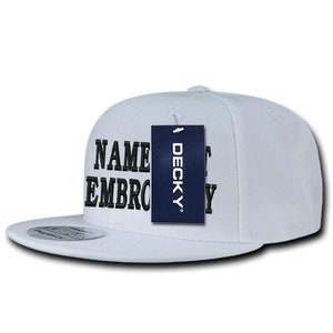 Custom Embroidered Snapback Hat Personalized Text Name Structured Adjustable Embroidery Baseball Cap WH350 - White