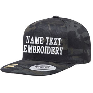 Gorra de béisbol Yupoong 6089 M con bordado personalizado, clásica, de 6 paneles, con texto personalizado y nombre bordado - Camuflaje negro multicámara