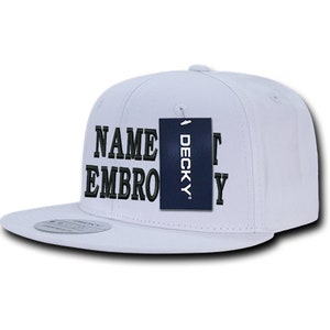 Custom Embroidered Cotton Snapback Hat Personalized Text Name Embroidery Customize Adjustable Baseball Cap WH361 - White