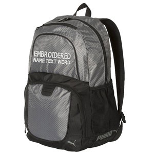 Puma Custom Embroidery Backpack Personalized Text Embroidedred bookbag Laptop PSC1028 25L Daily School Bag - Charcoal Grey Black
