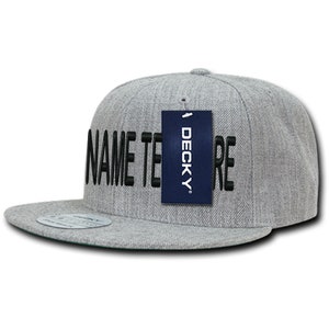 Custom Embroidered Snapback Hat Personalized Text Name Adjustable Embroidery Adjustable Baseball Cap WH350 - Heather Grey